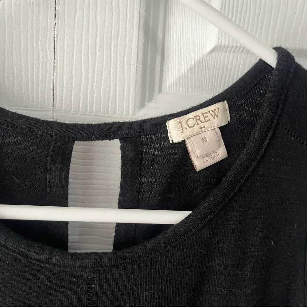 J.CREW Womens Med Tank Top Sleeveless Shirt Tail Blouse Top Chiffon Black F82 - Picture 2 of 4